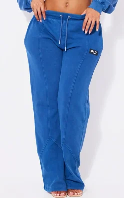 Discount PrettyLittleThing Shape Washed Wide Leg Sweatpants Navy