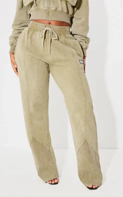 Sale PrettyLittleThing Shape Washed Wide Leg Sweatpants Olive