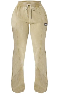 Sale PrettyLittleThing Shape Washed Wide Leg Sweatpants Olive