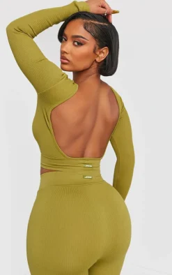 PrettyLittleThing Workout Tops*Shape Open Back Long Sleeve Gym Crop Top