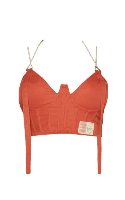 Outlet PrettyLittleThing Shape Buckle Detail Cargo Corset Rust