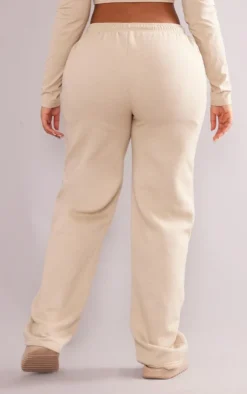 PrettyLittleThing Shape Zip Pocket Detail Wide Leg Sweatpants Stone