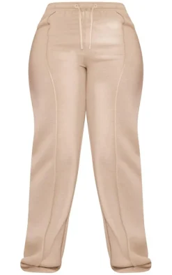 PrettyLittleThing Shape Zip Pocket Detail Wide Leg Sweatpants Stone