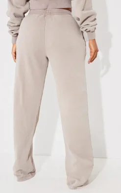 PRETTYLITTLETHING Shape Taupe Washed Wide Leg Sweatpants