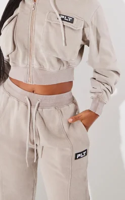 PRETTYLITTLETHING Shape Taupe Washed Wide Leg Sweatpants