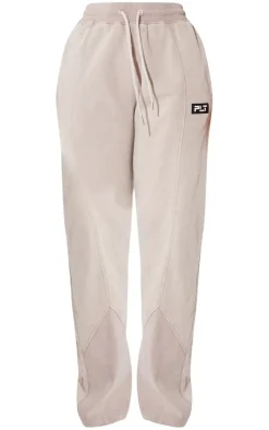 PRETTYLITTLETHING Shape Taupe Washed Wide Leg Sweatpants