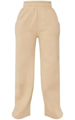 Discount PrettyLittleThing Shape Sweat High Waist Wide Leg Sweatpants Taupe