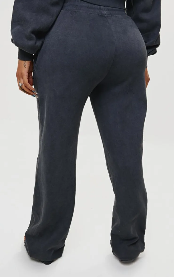 Discount PrettyLittleThing Shape Wide Leg Sweatpants Washed Charcoal