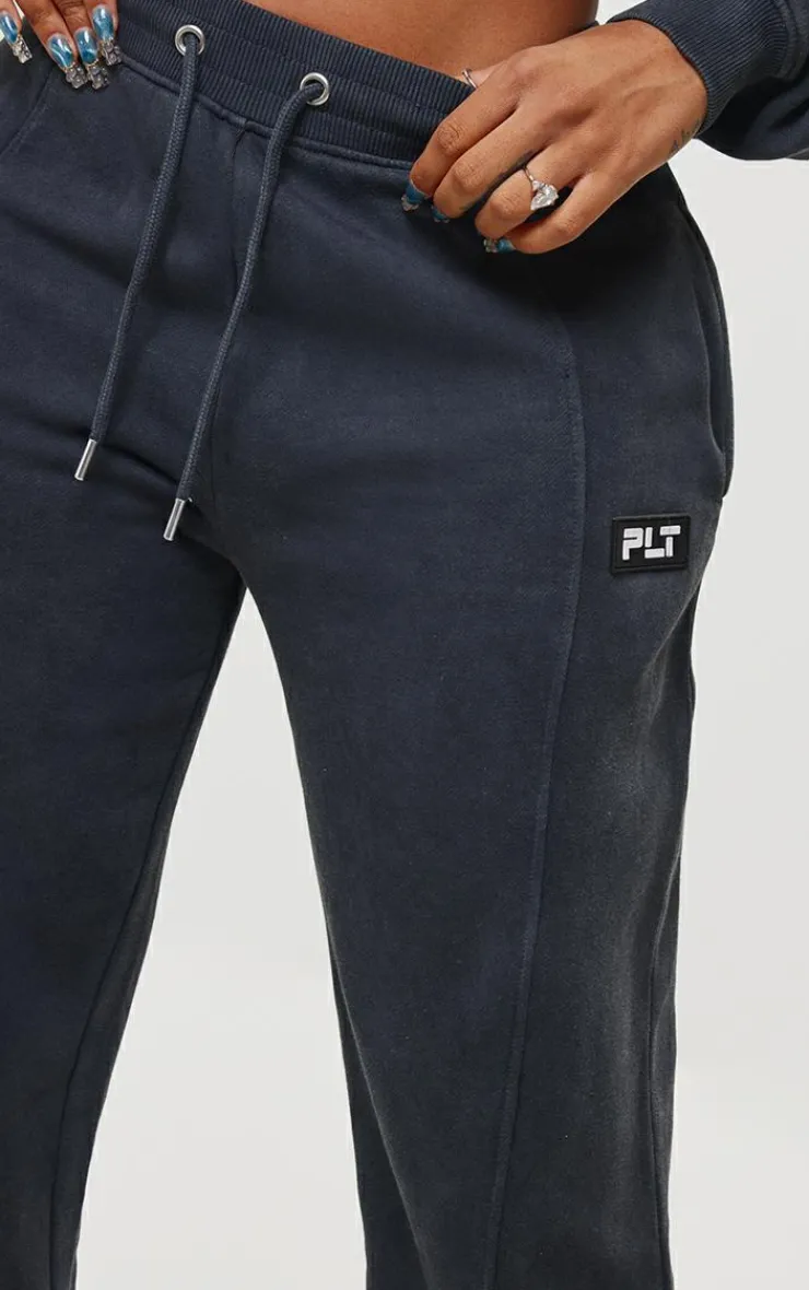 Discount PrettyLittleThing Shape Wide Leg Sweatpants Washed Charcoal