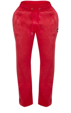 New PrettyLittleThing Shape Wide Leg Sweatpants Washed Red