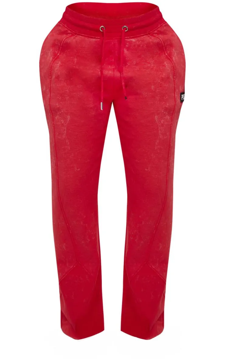 New PrettyLittleThing Shape Wide Leg Sweatpants Washed Red