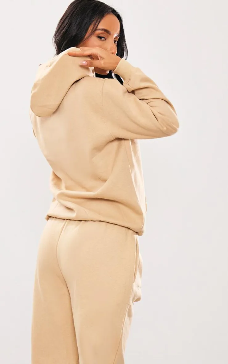 Sale PrettyLittleThing Stone Embroidered Graphic Hoodie Sand