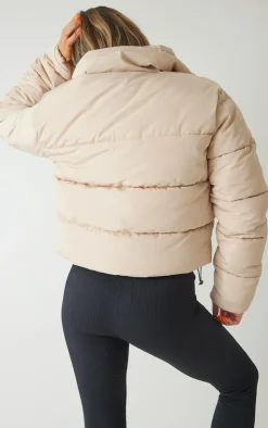 PrettyLittleThing Gym Wear*Text Front Funnel Neck Cropped Puffer Jacket