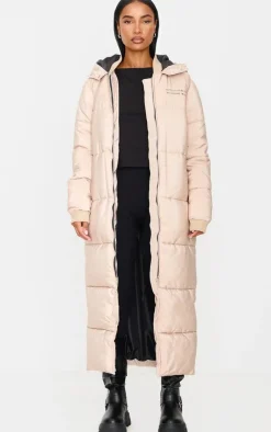 PrettyLittleThing Puffer Jackets*Text Front Maxi Puffer Coat