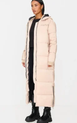 PrettyLittleThing Puffer Jackets*Text Front Maxi Puffer Coat