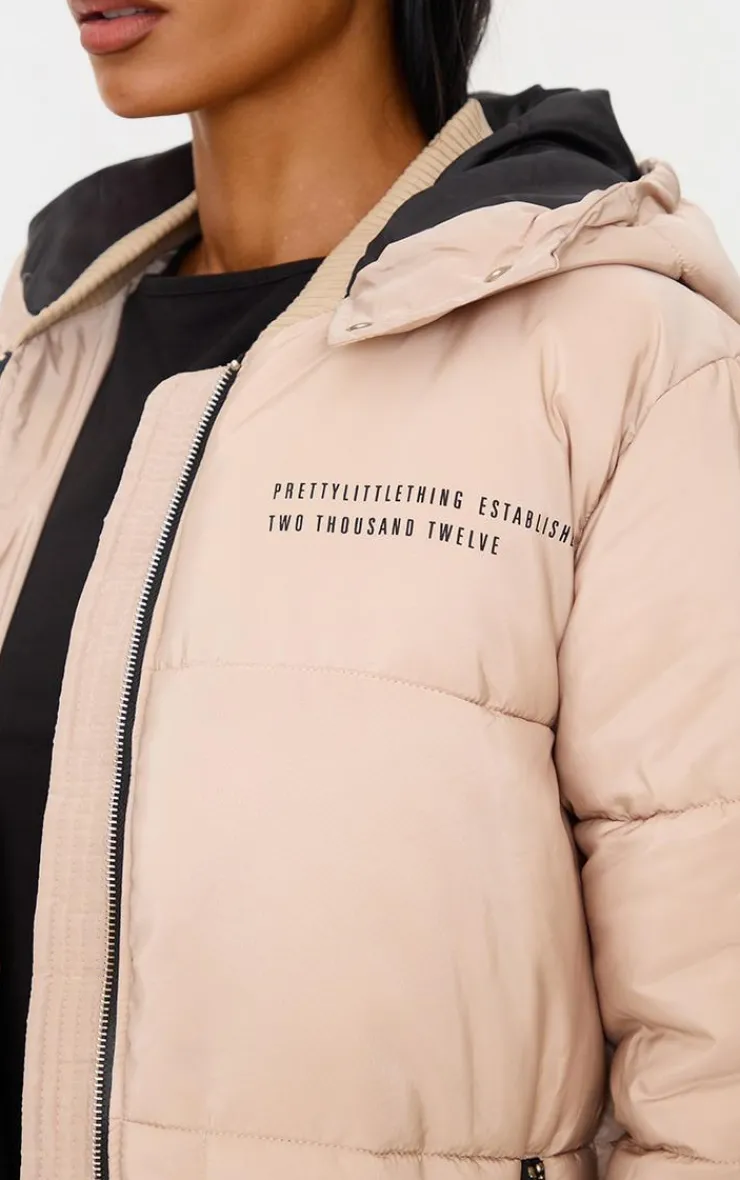 PrettyLittleThing Puffer Jackets*Text Front Maxi Puffer Coat