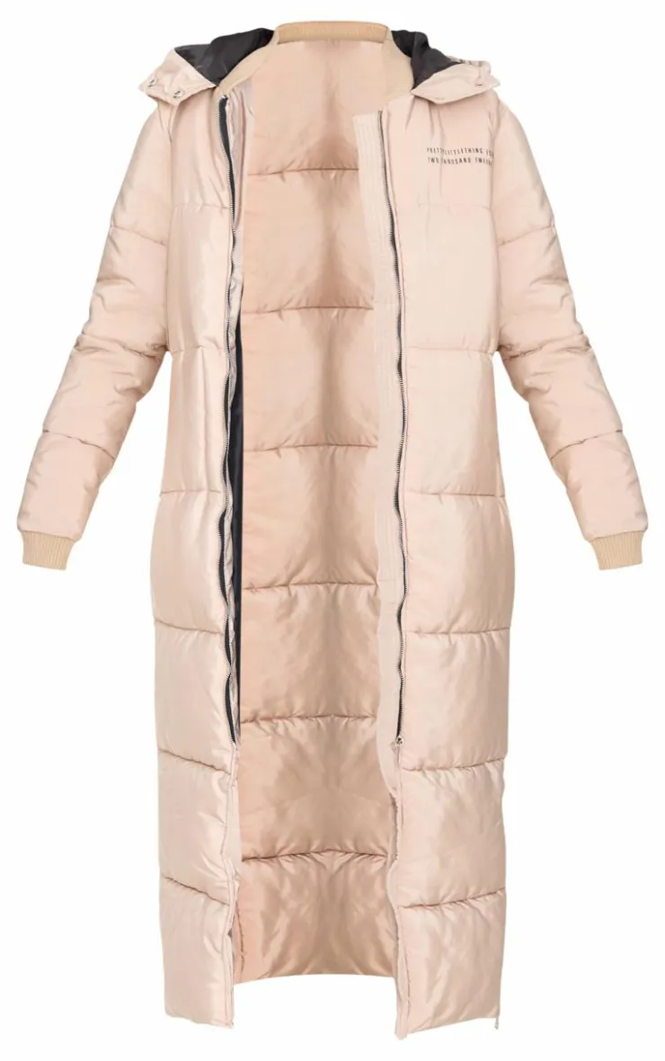 PrettyLittleThing Puffer Jackets*Text Front Maxi Puffer Coat