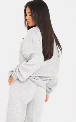 PrettyLittleThing Grey Sweatsuits*Tall Borg Applique Oversized Sweatshirt