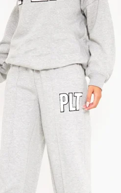 PrettyLittleThing Grey Sweatsuits*Tall Borg Applique Wide Leg Sweatpants