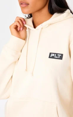 Outlet PrettyLittleThing Tall Oversized Badge Detail Hoodie Cream