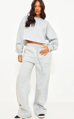 Best PrettyLittleThing Tall Drawstring Wide Leg Sweatpants Grey Marl