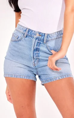 PRETTYLITTLETHING Tall Vintage Mid Wash Basic Denim Shorts