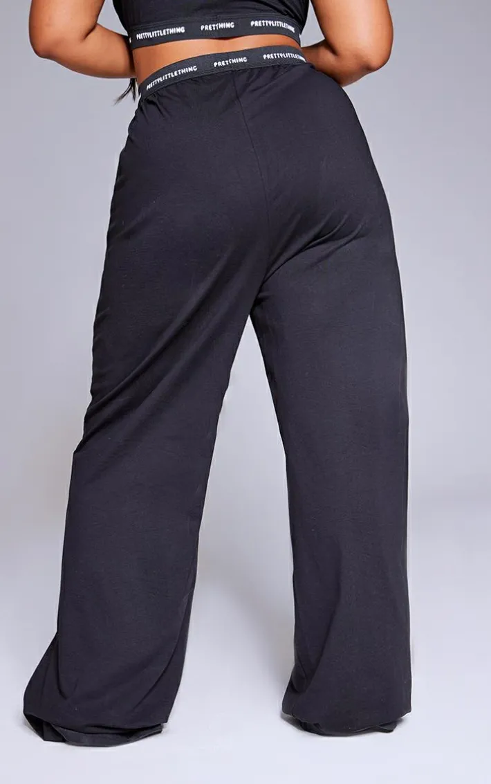 PRETTYLITTLETHING Tape Black PJ Pants
