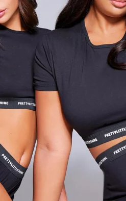 PRETTYLITTLETHING Tape Black PJ Pants