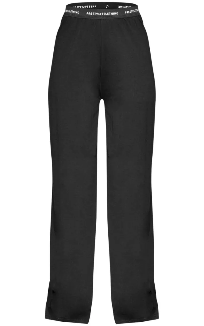 PRETTYLITTLETHING Tape Black PJ Pants