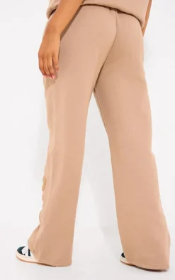 PrettyLittleThing Borg Applique Wide Leg Sweatpants Taupe