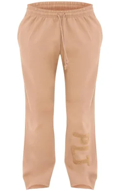 PrettyLittleThing Borg Applique Wide Leg Sweatpants Taupe