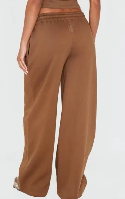 Discount PrettyLittleThing Embroidered Wide Leg Sweatpant Taupe