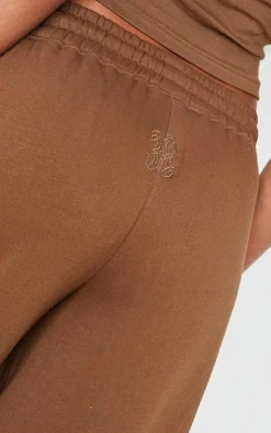 Discount PrettyLittleThing Embroidered Wide Leg Sweatpant Taupe