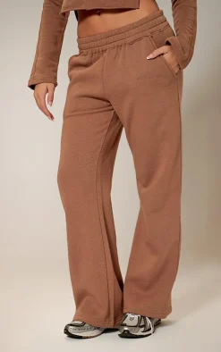 Online PrettyLittleThing Low Rise Wide Leg Sweatpants Taupe