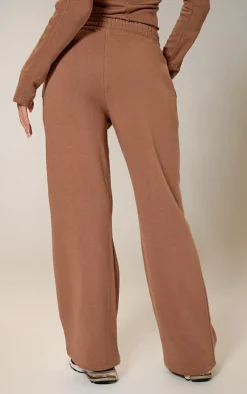 Online PrettyLittleThing Low Rise Wide Leg Sweatpants Taupe