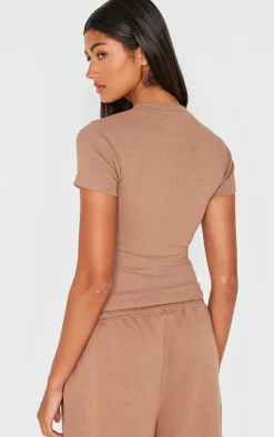 PrettyLittleThing T-Shirts*Ribbed Embroidered Short Sleeve T Shirt