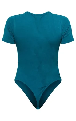 Best PrettyLittleThing Logo Short Sleeved Bodysuit Teal