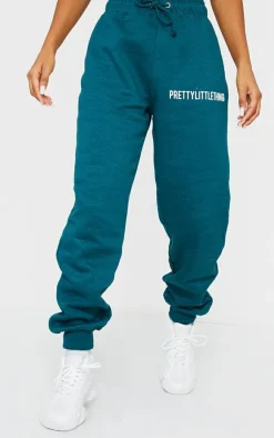 PrettyLittleThing High Waist Cuffed Sweatpant Teal
