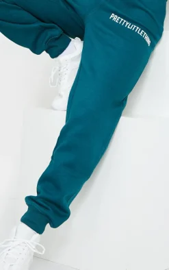 PrettyLittleThing High Waist Cuffed Sweatpant Teal