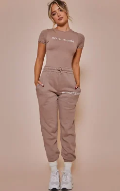 PrettyLittleThing Graphic Sweatsuits*Logo High Waisted Cuffed Sweatpant