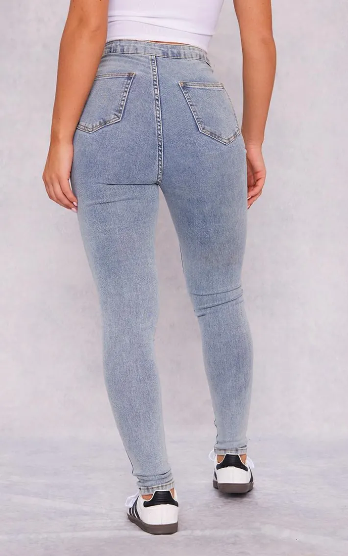 PRETTYLITTLETHING Vintage Wash Disco Skinny Jeans