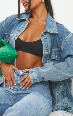 PRETTYLITTLETHING Vintage Wash Oversized Boyfriend Denim Jacket