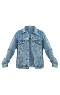 PRETTYLITTLETHING Vintage Wash Oversized Boyfriend Denim Jacket