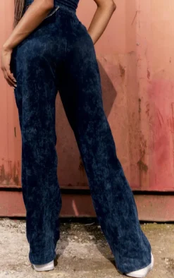 PrettyLittleThing Wide Leg Sweatpants Washed Blue