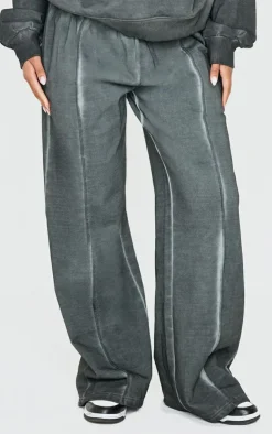 PrettyLittleThing Grey Sweatsuits*Premium Waist Wide Leg Sweatpants