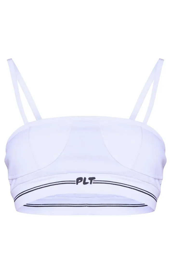 PRETTYLITTLETHING White Badge Cup Detail Jersey Bralette