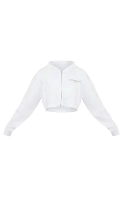 PrettyLittleThing Graphic Sweatsuits*Copyright Graphic Zip Through Crop Hoodie