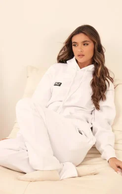 PrettyLittleThing Graphic Sweatsuits*Logo Badge Detail Oversized Hoodie
