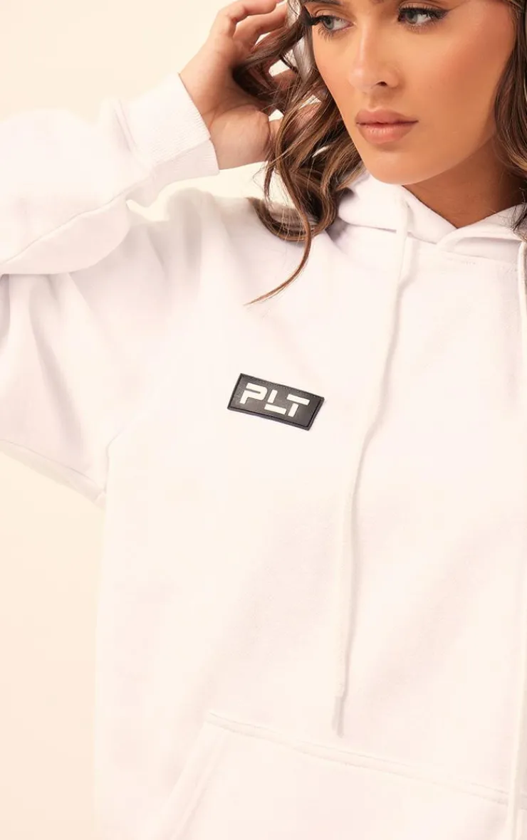 PrettyLittleThing Graphic Sweatsuits*Logo Badge Detail Oversized Hoodie