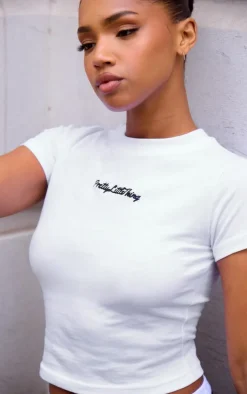 PrettyLittleThing T-Shirts*Plt Embroidered Baby Doll Tee